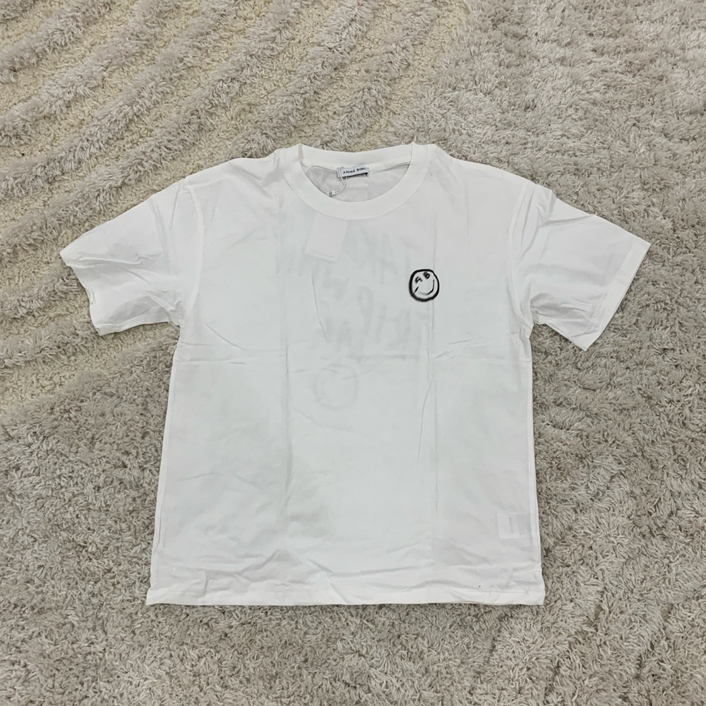 Anine Bing Smile Take a Trip with Me White Shirt Woman’s Size Small Medium Large